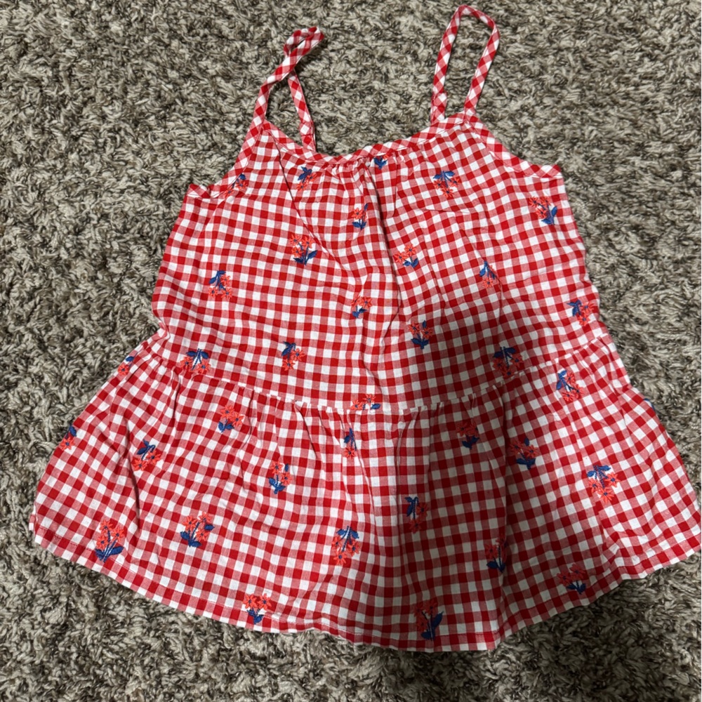 Cat & Jack Red Checkered Tank Top with Blue Accents